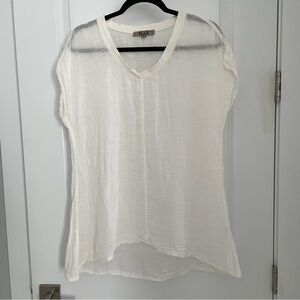 FLAX Oversized Linen Cotton Crinkle V Neck Tunic.  20